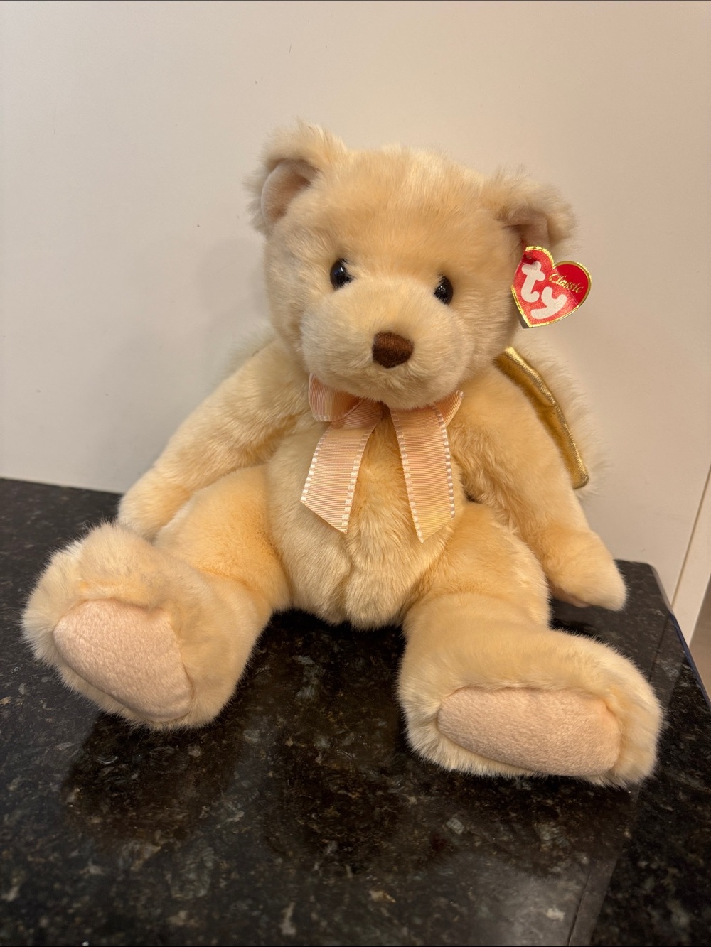 Ty Classic 'GLORIA' Angel Bear-2003 Plush with Golden Wings and Original Tag